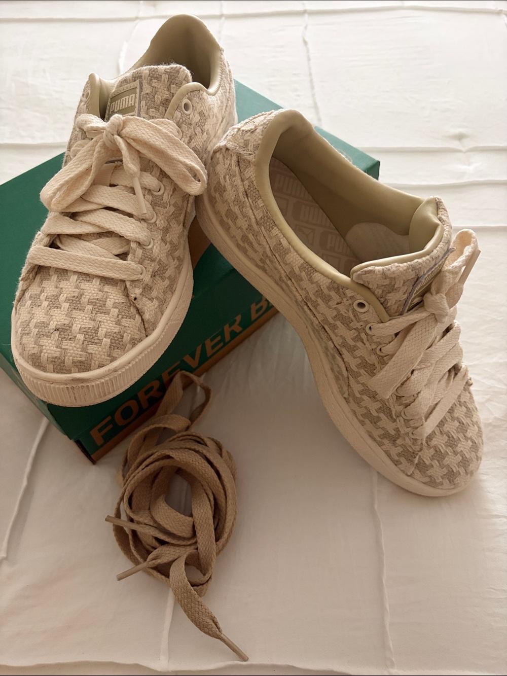 Puma Women’s Cream Woven Low-Top Sneakers